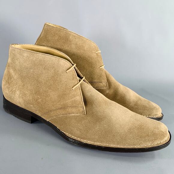 BANANA REPUBLIC Size 9.5 Taupe Suede Lace-Up Boots - Picture 1 of 10